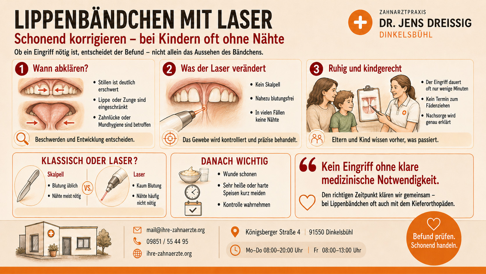 Lippenbändchen-Entfernung ohne Nähte
